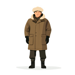 Obraz premium Russia Man Winter Clothes and Style – A Stylish and Warm Vector Illustration for Cold-Weather Fashion 