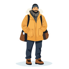 Russia Man Winter Clothes and Style – A Stylish and Warm Vector Illustration for Cold-Weather Fashion
