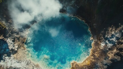Obraz premium Aerial View of a Geothermal Hot Spring