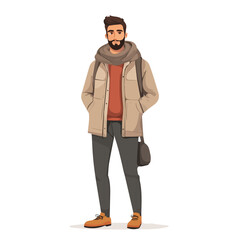San Marino Man Winter Style – A Stylish and Sophisticated Vector Illustration for Fashionable and Warm Winter Attire
