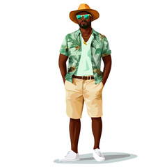 Sao Tome and Principe Man Summer Clothes – A Relaxed and Chic Digital Illustration for Effortless Summer Vacation Looks
