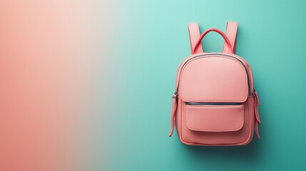 Stylish pink backpack placed against a gradient background, perfect for fashion or lifestyle use
