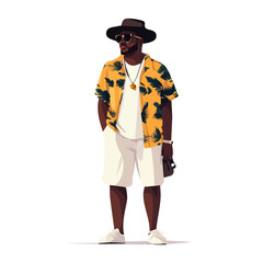 Senegal Man Summer Fashion – A Perfect Blend of Light Fabrics, Comfort, and Contemporary Style in Vector Illustration

