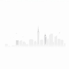 Fototapeta premium Panorama city nyc smog mist silhouetted skyline cityscape architecture illustration building city vector