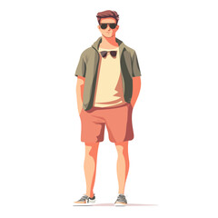 Serbia Man Summer Style – A Detailed Vector Illustration for Comfortable, Elegant, and Contemporary Summer Clothing
