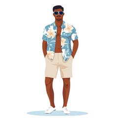 Stylish Seychelles Man Summer Clothes and Style – A Chic and Relaxed Digital Art Representation for Vacation Fashion

