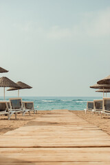 The road to the sea along the beautiful sandy beach.