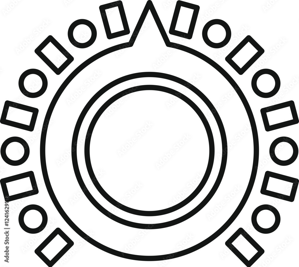Poster adjusting volume with a circular control featuring squares and circles marking different levels