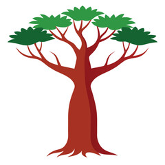 A stylized illustration of a tree with green leaves and a brown trunk.