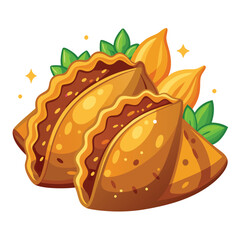 A colorful illustration of tacos with vibrant toppings and decorative elements.