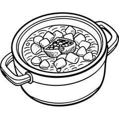 A detailed illustration of a dish featuring small cubes and a central item, possibly dessert.