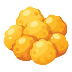 A pile of stylized yellow cheese blobs with a glossy finish.