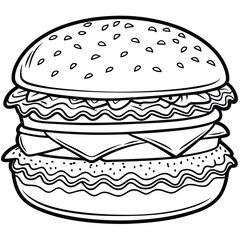 A black and white illustration of a sesame seed bun, often used for burgers or sandwiches.