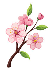 Obraz premium A simple illustration of a pink flower branch on a white background.