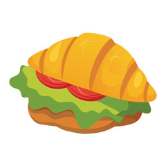 A colorful croissant sandwich with lettuce and tomato, highlighting a delicious food option.