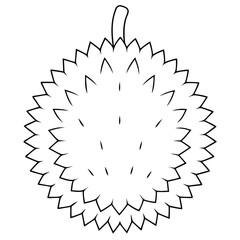A detailed illustration of a durian fruit, showcasing its spiky exterior and unique shape.