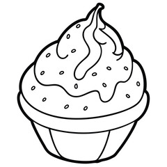 An outline of a soft-serve ice cream cone with swirls and drips.