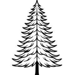Obraz premium A simple black and white illustration of a pine tree.