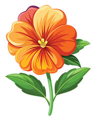 A vibrant orange flower with petals and green leaves, showcasing natural beauty.