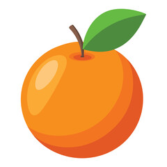 A vibrant orange with a green leaf, showcasing a simple and colorful fruit illustration.