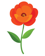 Naklejka premium A vibrant orange flower illustration with layered petals and a central brown stamen.
