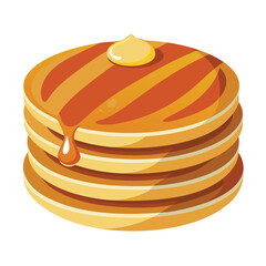 A stack of pancakes topped with a dollop of syrup.