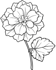 A detailed line drawing of a flower, ideal for coloring or artistic purposes.