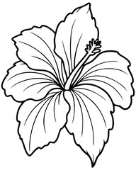 A simple line drawing of a large leaf with a smaller leaf and stem.