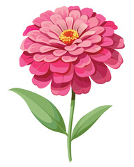A vibrant pink flower with layered petals and a central cluster of yellow stamens.
