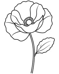 Obraz premium A black and white illustration of a flower, suitable for coloring or design projects.