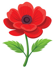 A vibrant red flower with layered petals and a dark center, symbolizing beauty and nature.