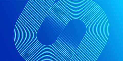 Modern abstract blue background with glowing geometric lines. Blue gradient hexagon shape design. Futuristic technology concept.