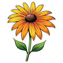 A vibrant illustration of a yellow flower with a dark center, emphasizing its beauty.