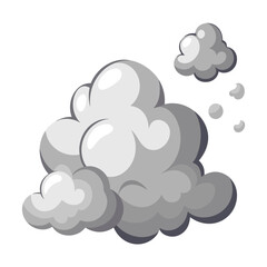 A simple illustration of fluffy clouds against a white background.