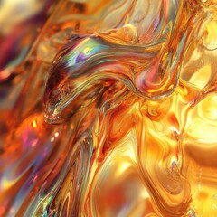 Obraz premium Colorful abstract patterns resembling molten glass create a mesmerizing visual display in vivid warm tones. Generative AI