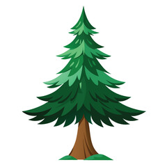 A stylized green pine tree illustration on a white background.