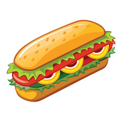 A stylized illustration of a sandwich, emphasizing its bun and fillings.