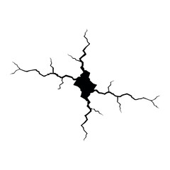 Vector Illustration of Earthquake Cracks and Surface Fissures, Broken Ground and Concrete, Crevices and Land Fractures, Isolated on White Background