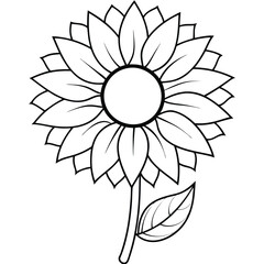 A stylized sunflower illustration with a circular center and elongated petals.
