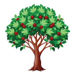 Fototapeta premium A lush green bush with red fruits, showcasing vibrant leaves and a healthy appearance.