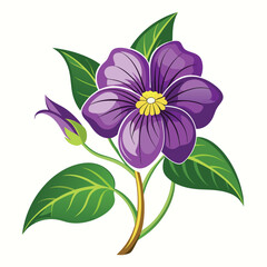 A vibrant purple flower with green leaves, showcasing natural beauty and elegance.