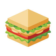 A stylized sandwich with layers of greens and yellow bread, representing a food item.