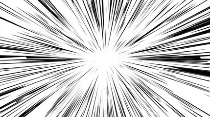 Dynamic explosion graphic with radial lines conveying motion and energy displayed on a stark background