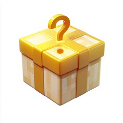 Obraz premium mystery gift box with a glowing question mark, giving a sense of surprise, isolated on white