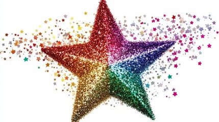 Obraz premium Vibrant glitter star emitting colorful sparkles in an artistic display