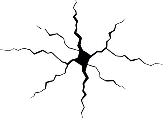 Top View of Earthquake Damage, Cracked Ground and Concrete Surface, Vector Fissures, Crevices, and Broken Land Patterns, Isolated on White Background