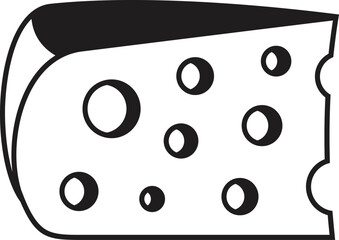 Simple illustration of a piece of swiss cheese with characteristic holes, isolated on white background