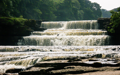 Waterfalls of a river in the Yorkshire Dales in England
