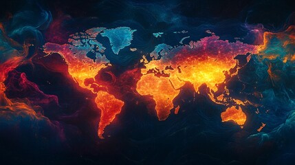 Fototapeta premium Global Heat Map: A Visual Representation of Earth's Temperature Patterns.