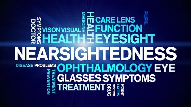 Nearsightedness animated word cloud;text design animation tag kinetic typography seamless loop.